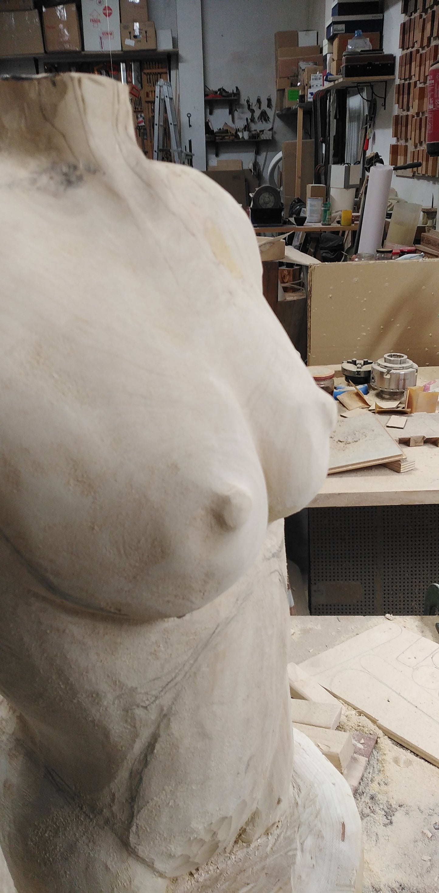 Torso femenino tallado a mano